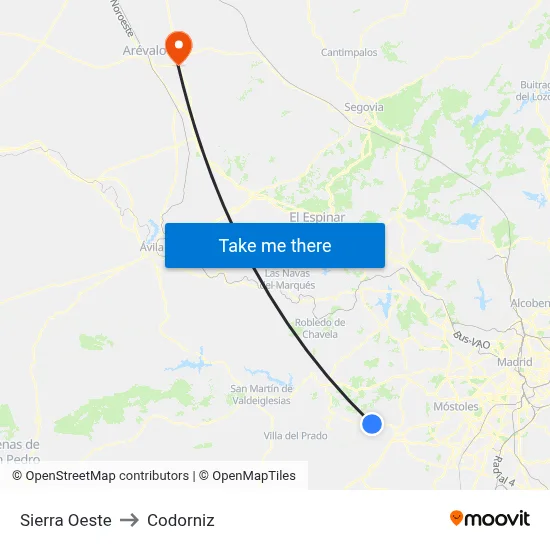 Sierra Oeste to Codorniz map