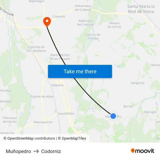 Muñopedro to Codorniz map