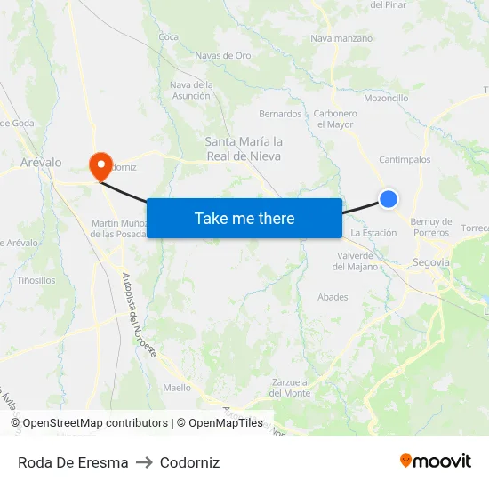 Roda De Eresma to Codorniz map