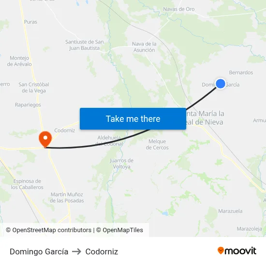 Domingo García to Codorniz map