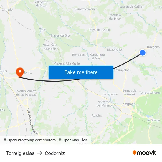 Torreiglesias to Codorniz map