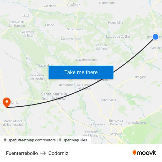 Fuenterrebollo to Codorniz map