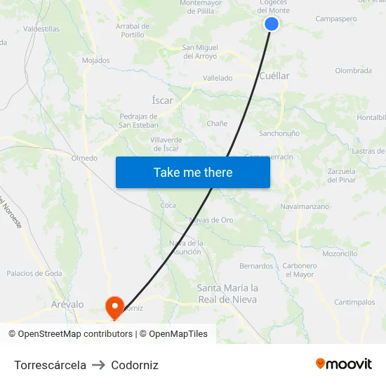 Torrescárcela to Codorniz map