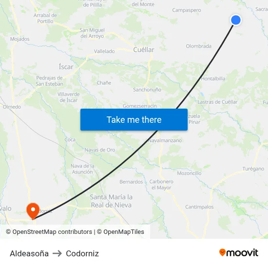 Aldeasoña to Codorniz map