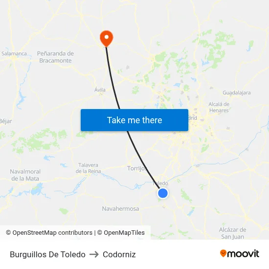Burguillos De Toledo to Codorniz map
