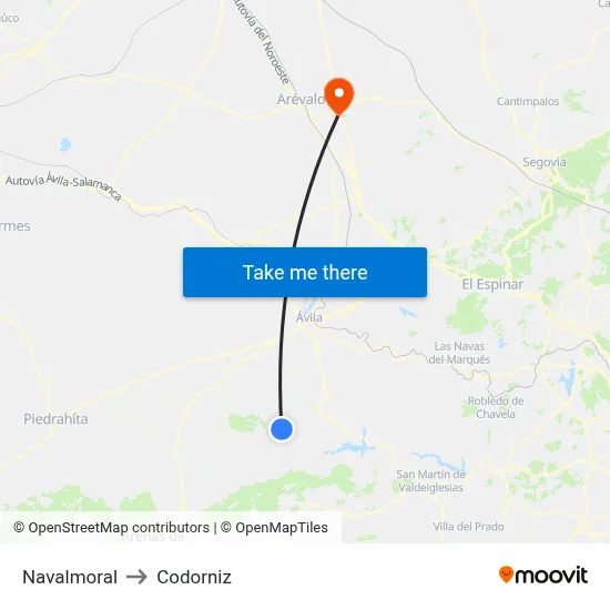 Navalmoral to Codorniz map
