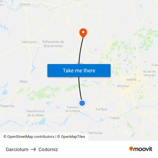 Garciotum to Codorniz map