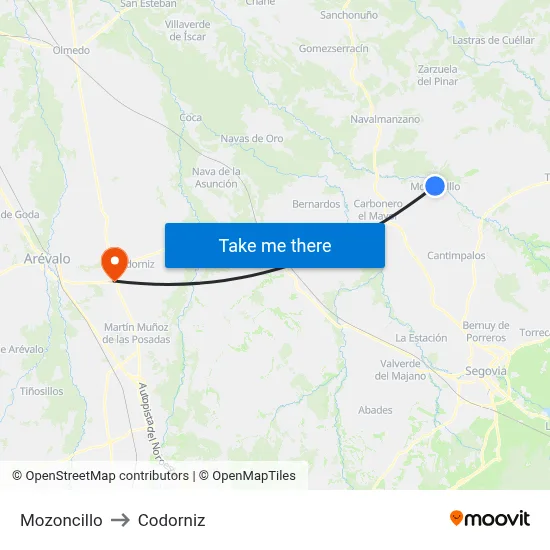 Mozoncillo to Codorniz map