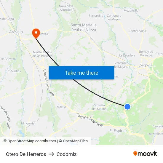 Otero De Herreros to Codorniz map