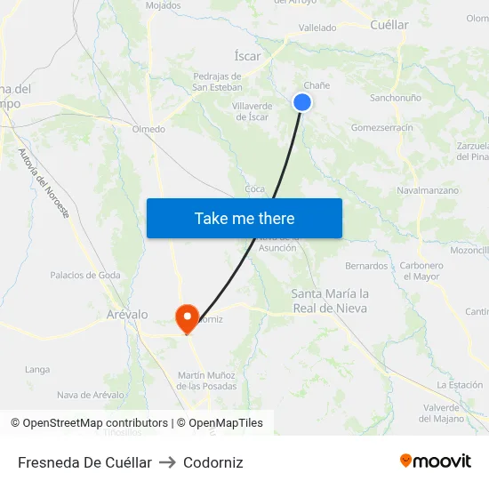 Fresneda De Cuéllar to Codorniz map