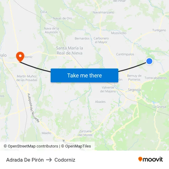 Adrada De Pirón to Codorniz map