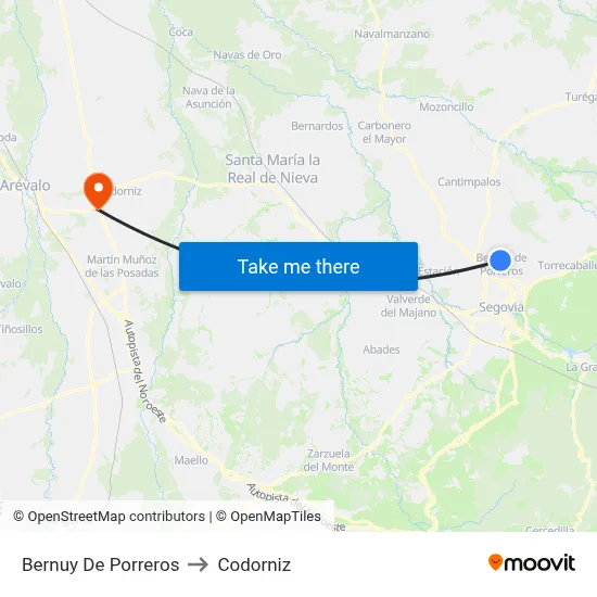 Bernuy De Porreros to Codorniz map