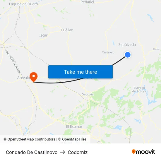 Condado De Castilnovo to Codorniz map