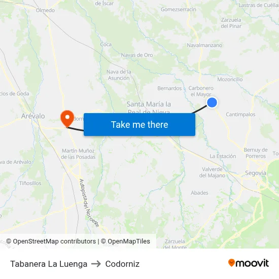 Tabanera La Luenga to Codorniz map
