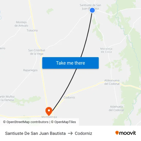 Santiuste De San Juan Bautista to Codorniz map