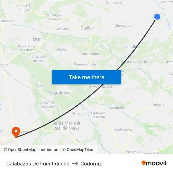 Calabazas De Fuentidueña to Codorniz map