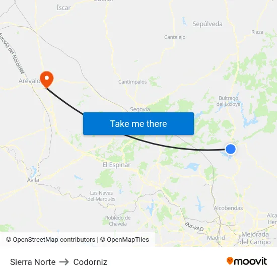 Sierra Norte to Codorniz map