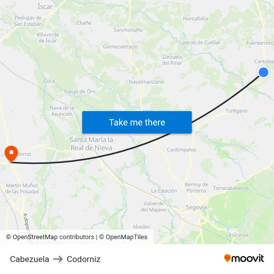 Cabezuela to Codorniz map
