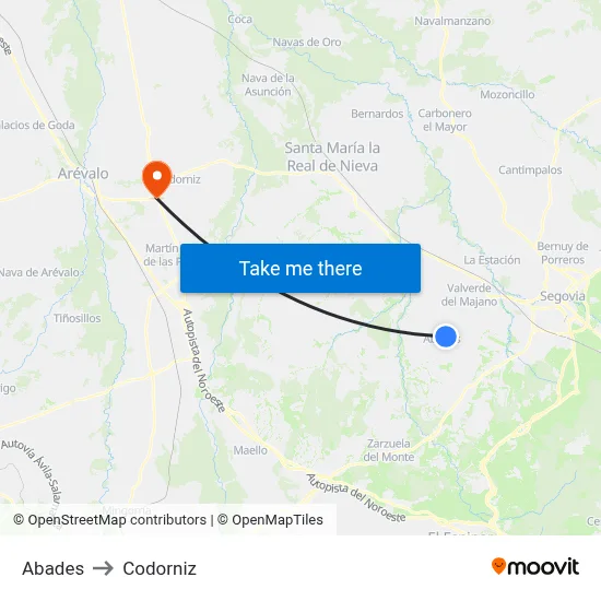 Abades to Codorniz map