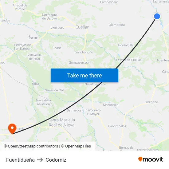 Fuentidueña to Codorniz map