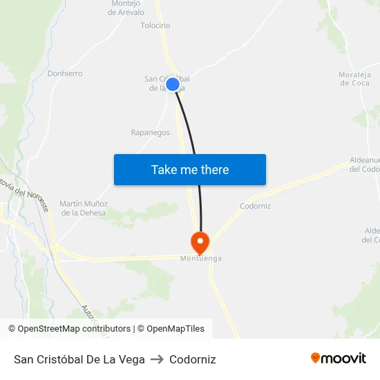 San Cristóbal De La Vega to Codorniz map