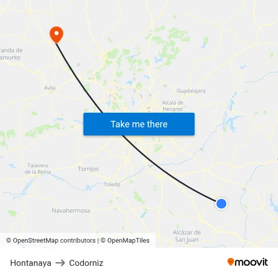 Hontanaya to Codorniz map