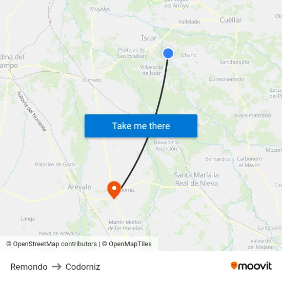 Remondo to Codorniz map