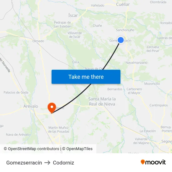 Gomezserracín to Codorniz map