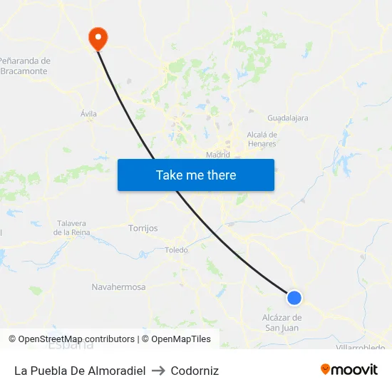 La Puebla De Almoradiel to Codorniz map