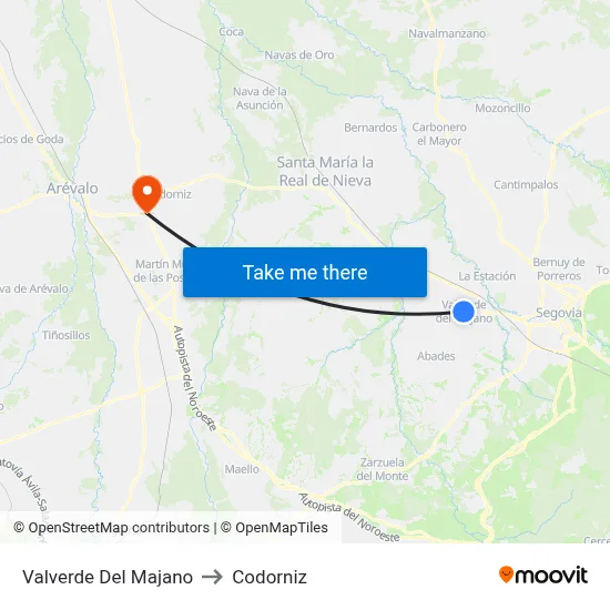 Valverde Del Majano to Codorniz map