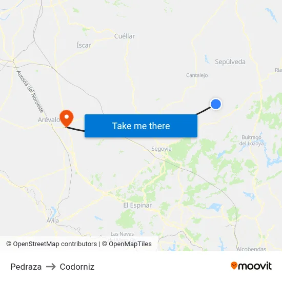 Pedraza to Codorniz map