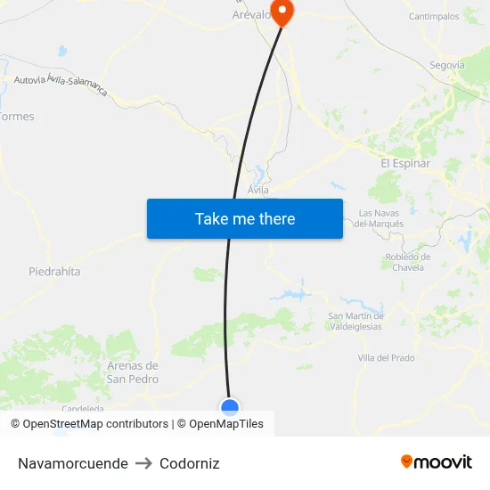 Navamorcuende to Codorniz map