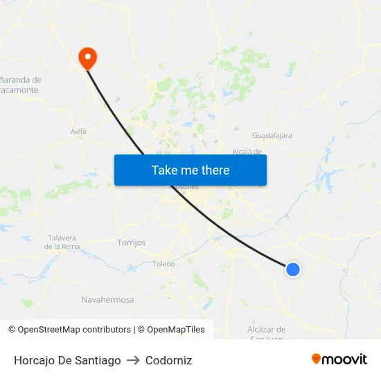 Horcajo De Santiago to Codorniz map
