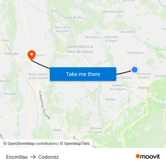 Encinillas to Codorniz map