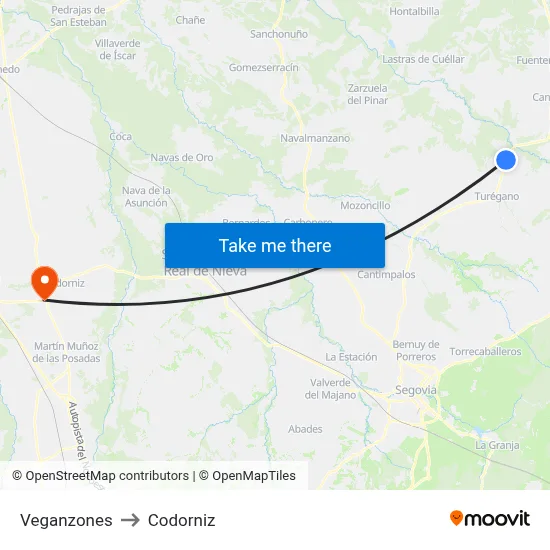 Veganzones to Codorniz map