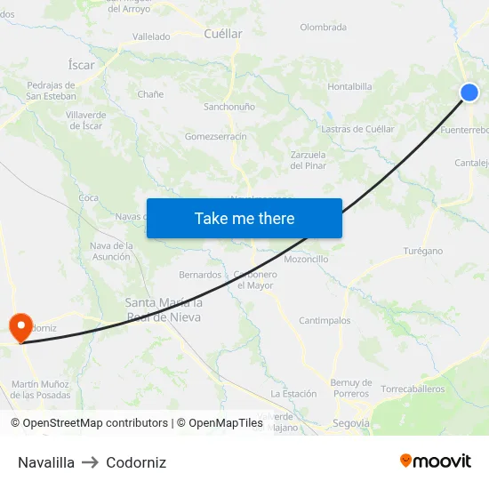 Navalilla to Codorniz map