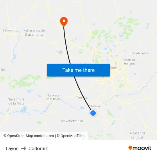 Layos to Codorniz map