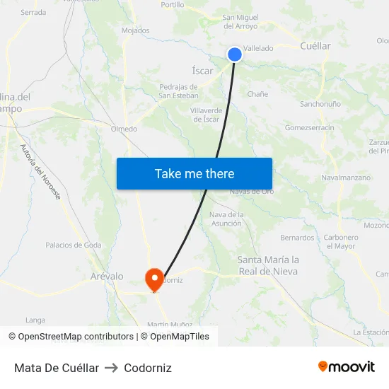 Mata De Cuéllar to Codorniz map