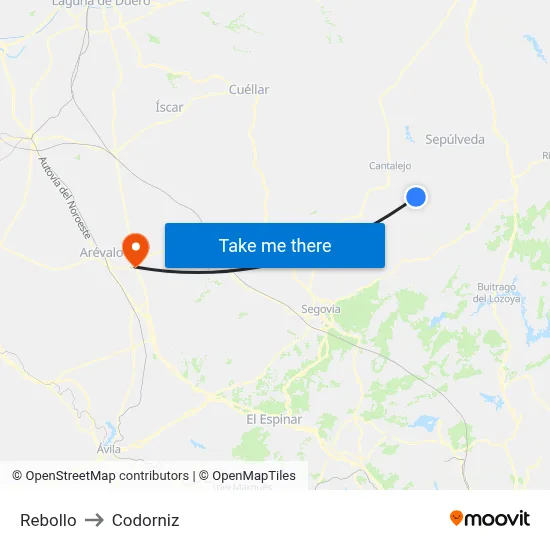 Rebollo to Codorniz map