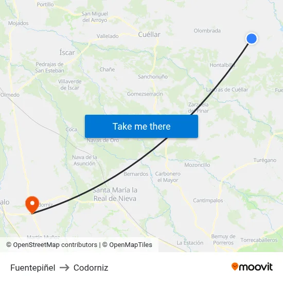 Fuentepiñel to Codorniz map