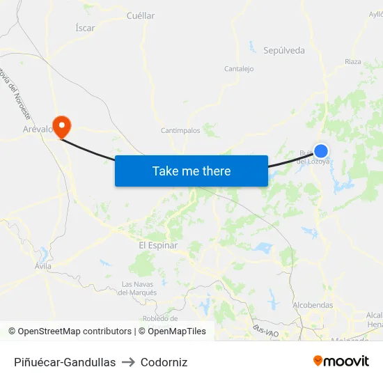 Piñuécar-Gandullas to Codorniz map