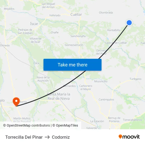 Torrecilla Del Pinar to Codorniz map
