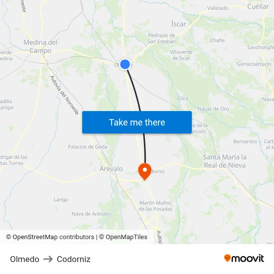 Olmedo to Codorniz map
