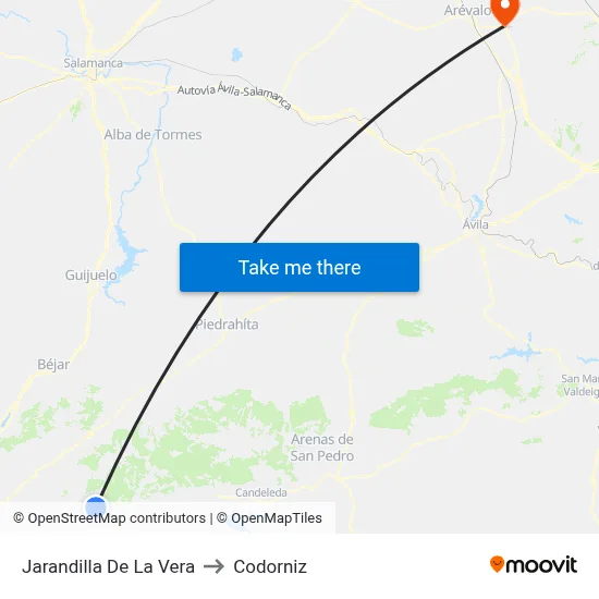 Jarandilla De La Vera to Codorniz map