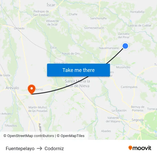 Fuentepelayo to Codorniz map