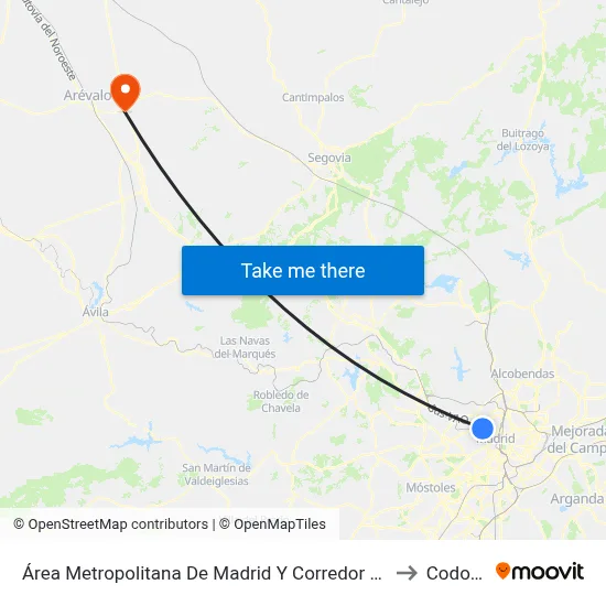 Área Metropolitana De Madrid Y Corredor Del Henares to Codorniz map
