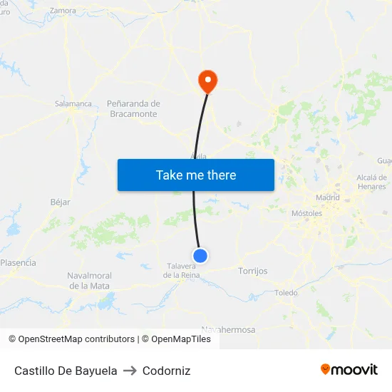 Castillo De Bayuela to Codorniz map