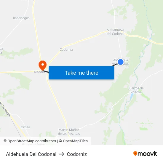 Aldehuela Del Codonal to Codorniz map