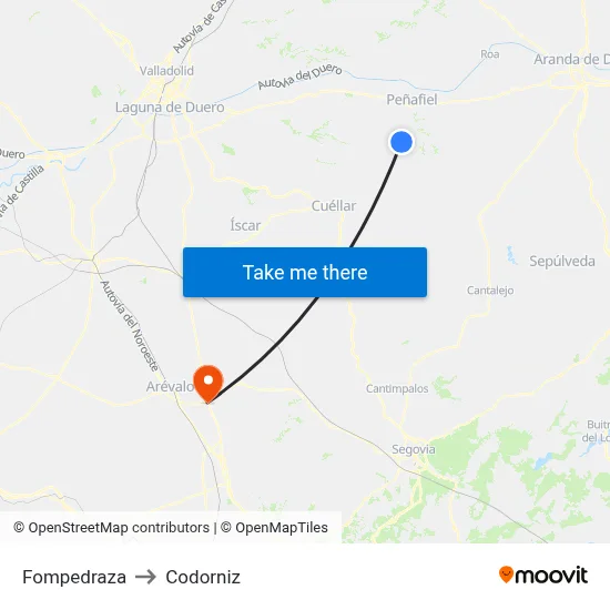 Fompedraza to Codorniz map