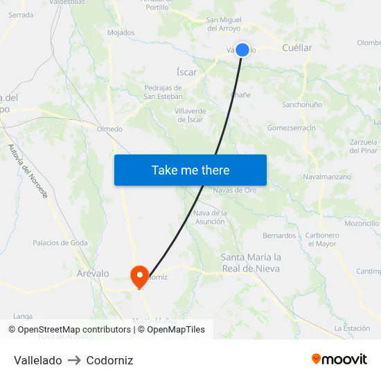 Vallelado to Codorniz map